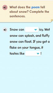 What does the poem tell about snow? Complete the sentences.Sn... | Filo