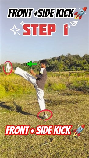 Powerful kick Combo Explained tutorial Front + Side kick 🔥💯🚀#yt#Shorts