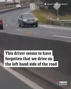 This driver seems to have forgotten that we drive on the left hand side of the road. 😳 | News.com.au