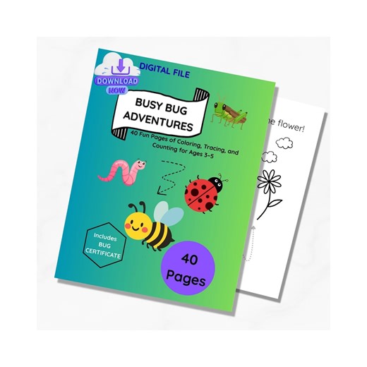 Printable Bug Coloring and Activity Book for Toddlers, 40 Garden Insect Pages - Etsy