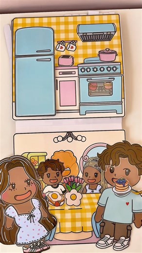 Paper kitchen craft tutorial cute family roleplay kitchen paper toys to make at home #paperdoll