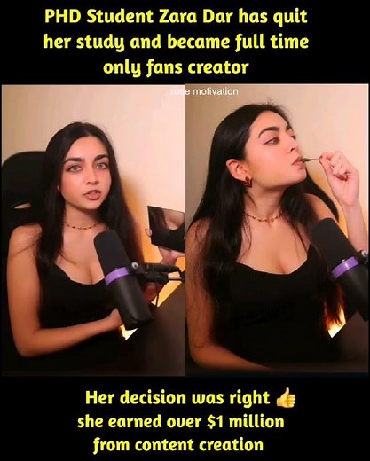PHD Student Zara Dar has quit her study and became full time only fans creatorHer decision was righ
