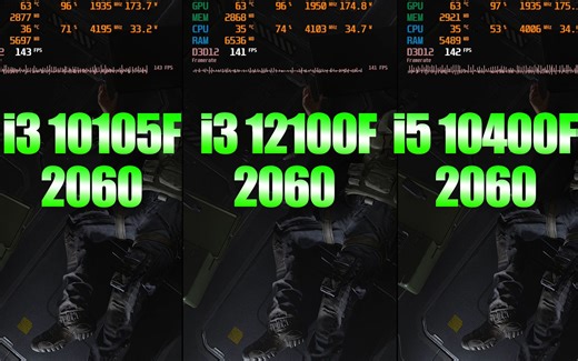 I3 10105F/12100F/10400F 17款游戏实时对比 实测画面