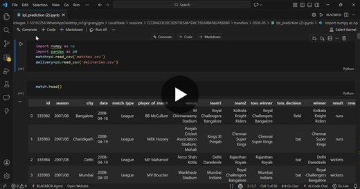 “Completed my IPL Match Prediction project using AI Machine Learning during my internship at InternPe by using Python Applied data preprocessing, feature engineering, and ML models to predict… | Pragya Chaturvedi