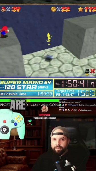 Moments Before the Biggest Crash in Mario 64 Speedrun