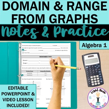 Domain and Range from Graphs Guided Notes, Practice Worksheet, Video Lesson