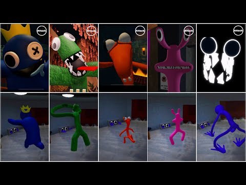 RAINBOW FRIENDS: Blue vs Green vs Orange vs Pink vs Purple (All Jumpscares)