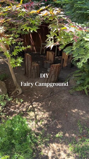 My parents have the sweetest little redwood tree circle that already feels like a fairy campground, so I decided to add a few handmade details for the kids to play with. I made tiny wooden camp food, fairy sugar, a pretend campfire and a few little pieces to make their outdoor pretend play feel even more magical. There’s something so special about taking what’s already there trees, rocks, little chairs, imagination and adding simple handmade things from scrap wood and paint. It doesn’t have to b