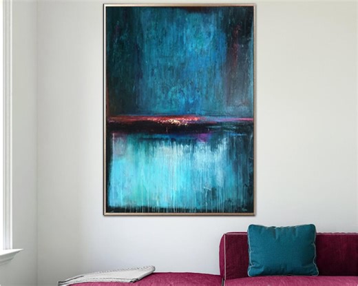 Blue Abstract Painting – Large Modern Canvas Wall Art, Contemporary Textured Artwork for Home - Etsy