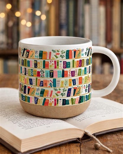 Vintage Bookshelf Library Pottery Mug, Floral Bookish Gift for Reader, Aesthetic Library Coffee Cup, Book Lover Birthday Gift - Etsy