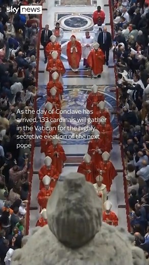Cardinals attended a mass at St Peter's Basilica ahead of the conclave in Vatican City. Latest 👉 https://trib.al/Y1lsyjP | Sky News