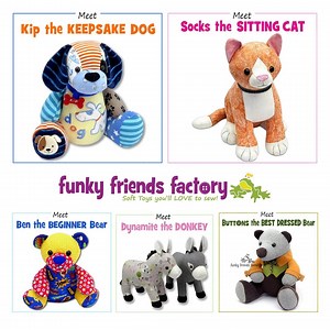 Teddy Bear Sewing Pattern Funky Friends Factory Keepsake Memory Bear, Puppy Dog, Kitty Cat, Donkey Full Size Patterns & Instructions - Etsy UK