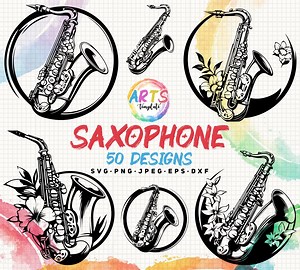 Saxophone Vector Art Bundle (svg, Png, Jpg, Eps, Dxf) - Etsy UK