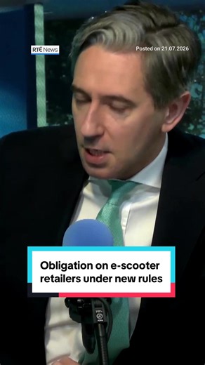 Tánaiste and Minister for Finance Simon Harris has said there will be an obligation on e-scooter retailers at the point of sale under new legislation. Government announced new rules around e-scooters that will come into effect next month, including a ban on under-18s using them. Mr Harris was speaking on Today with David McCullagh on RTÉ Radio 1. #ireland #escooters