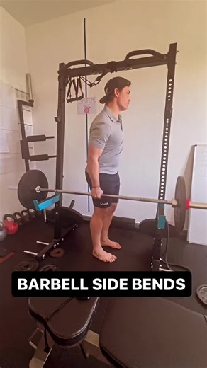 BARBELL SIDE BENDS D1) BARBELL SIDE BENDS : 4*12 per side D2) EXTERBAL OBLIQUE OPENER LEVEL2: 4*12 #core #quadratuslumborum #obliques #coreworkout #corestrength #coretraining #coreexercises