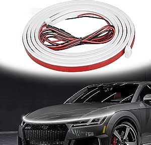 Car Hood LED Strip Light Dynamic Running Lights - Universal Exterior Flexible 59 Inches Car Engine Cover Daytime Light for Cars SUVs Trucks - White Light
