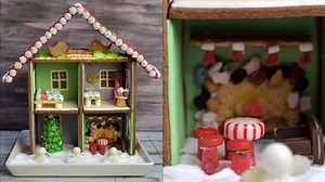 695K views · 1.3K reactions | How adorable is this mini doll playhouse with all edible candy furniture! To make the house I used gingerbread, royal icing and lot of candies to make cute furnishings. #gingerbread #christmas #dollhouse #edibleart #decoratedcookies #dollplayhouse #candy | Haniela's | Facebook
