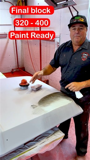 Feather Fill G2 and a dry guide coat — this is how you get panels dead straight before paint. The guide coat never lies. #FeatherFillG2 #BlockSanding #VtwinsToV8s #ClassicCars #AutoRestoration #BodyworkTips #GarageLife #PaintPrep #DryGuideCoat | Troy Kane Vtwins To V8s