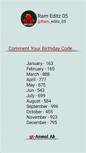 comment your Birthday codei #tranding #shortsmusic #english #love #song #popularsong #funny