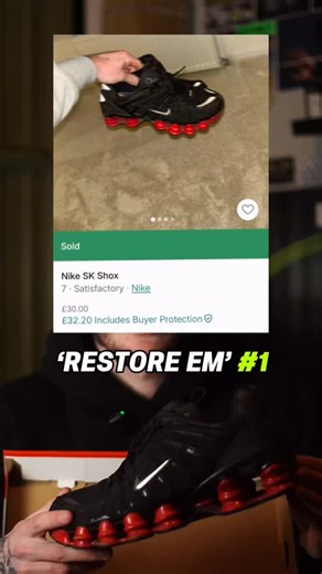 THEKICKSCLINIC SHOE CLEANING AND RESTORATION SERVICES on Instagram: "‘Restore em’ episode 1 🧼 🎨 These skepta shox were in pretty nasty condition, thick black dirt in the sole plates, full repaint of the soles needed and a deep clean. I managed to pick these up for £30 on Vinted 🤯 Episode 2 coming soon, DM to book in. 🎥 - @clbshoots Cleaning products - @snkrehab - Code ‘TKC20’ for 20% off #shoecleaner #shoerepair #sneakercleaning #asmr #satisfying fyp"