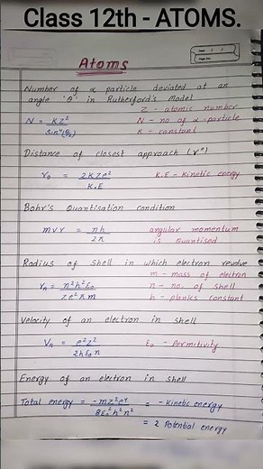 📘 Atoms Chapter Summary | Class 12 Physics Revision | Class 12 Atoms ( Physics)