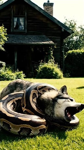 “Wolf Trapped by Giant Python – Its Loyal Friend Runs to Call the Owner for Help!” #shorts