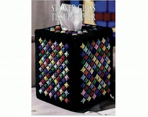 Stained Glass Look Tissue Box Cover Plastic Canvas Pattern - Etsy