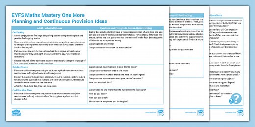 EYFS Maths Mastery One More Planning and Continuous Provision Ideas