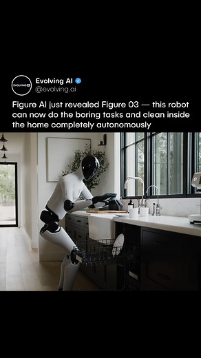 Evolving AI on Instagram: "Did we just wake up in 2040? 🤯 Figure AI just revealed Figure 03, their first humanoid robot designed to help at home, not just in factories. It can clean, fold laundry, and handle chores on its own. Unlike earlier versions, this one speaks, remembers your home layout, and learns from human videos using their new Helix AI system. We’re heading to a future where humanoid robots don’t just live in labs or factories... they live with us. Figure 03 isn’t perfect yet, but