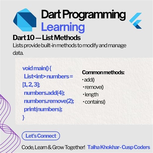 Lists in Dart | List Creation, Methods & Iteration | Dart Pro Series Day 10