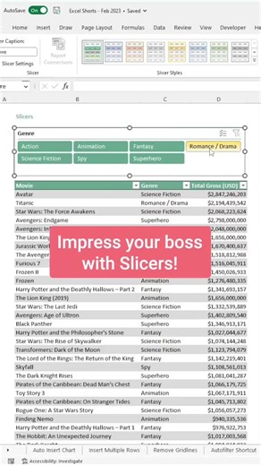 Impress your boss with table slicers! 😎 #excel #exceltips