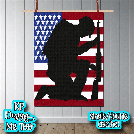 Soldier American Flag Crochet Blanket Pattern (digital Download) – Single/double Crochet Graphgan - Etsy