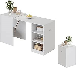 Kitchen Island with Storage Island Table for Kitchen with Large Worktop