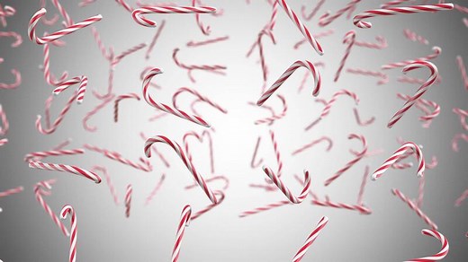 3D Candy Cane Falling Animation. Candy Cane Rain. 4K