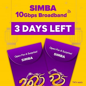 88 reactions · 233 comments | Future-proof your home this Lunar New Year with SIMBA 10Gbps Broadband, now with one-time $8 OFF for just 3 more days! Use Promo Code: SIMBABBHUAT8 at SIMBA.sg/broadband or visit our Broadband Authorised Dealers. Find your nearest outlet at simba.sg/broadband/walk-in Offer ends 2 Feb 2025. T&Cs apply. #SIMBA #SimplyTheBest #SIMBABroadband #10Gbps | SIMBA Telecom | Facebook