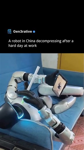 AI | Technology | A robot in China takes a break after work 🤖 In China, a new humanoid robot has been filmed winding down after completing a full day of... | Instagram