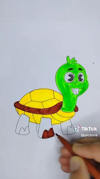 Turtle Drawing and Coloring Tutorial for Kids