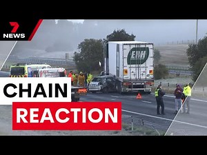 Winter wipe-out - Black ice sparks multi-car crash | 7NEWS