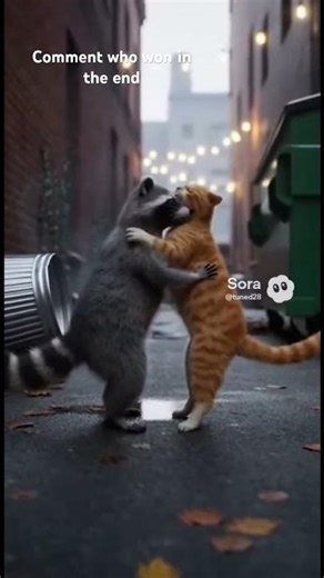 Raccoon vs cat #raccoon #cat