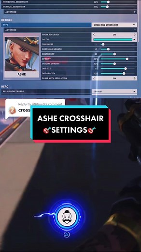 Best Ashe Crosshair Settings for Overwatch 2