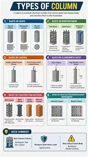 “6 Types of Columns Every Engineer Should Know 🏗️ | Don’t Miss This!”#short.