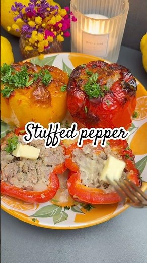 Stuffed peppers in the air fryer with a creamy sauce 🫑✨A super easy and nourishing dish!