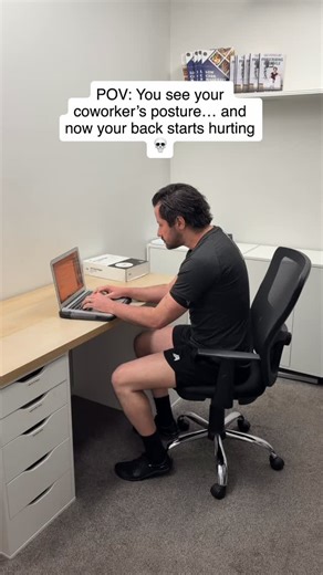 Most people sit like this 8 hours a day and wonder why their back, neck, and hips hurt. Posture isn’t just about sitting “straight”… it’s about stacking your joints the right way. Here’s a quick adjustment anyone can do. | CORE FOUNDATIONS Personal Training