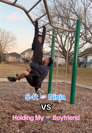 Training is more fun when your boyfriend becomes the workout #ninjawarrior #transathlete #ftm #lgbt #gay