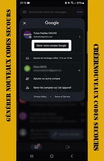 Générer des Nouveaux Codes de Secours Google - Tuto Sécurité