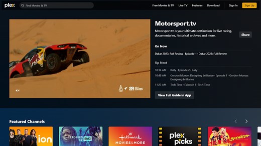 Plex Adds Five New Free Channels Including Motorsport.tv, Sci-Fi, Lifestyle Networks