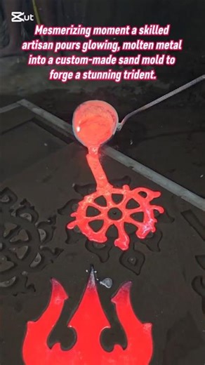 Forging a Trident: Mesmerizing Molten Metal Casting. #metal #satisfying #art #craft #skills #shorts