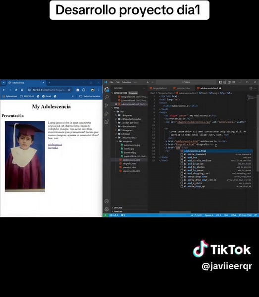 Desarrollo proyecto dia1 #programacionweb #proyectodia1 #html #java #cursoprogramacion