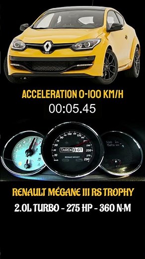 Renault Mégane III RS 275 Trophy | 0–100 km/h Acceleration Test #renaultmegane #meganers