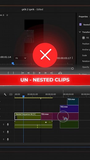 İsmail Çelik Art on Instagram: "Nested Sequence’ı Dışarı Çıkarmak ⁉️ Bu videoda, Premiere Pro’da oluşturduğunuz nested sequence’ları nasıl tekrar dışarı çıkarabileceğinizi ve düzenlenebilir hale getirebileceğinizi adım adım anlatıyorum. #adobe #videoedit #premierepro"